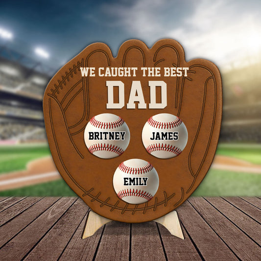 Baseball Glove Dad - Personalized Baseball 2 Layered Wood Sign / Wood Plaque