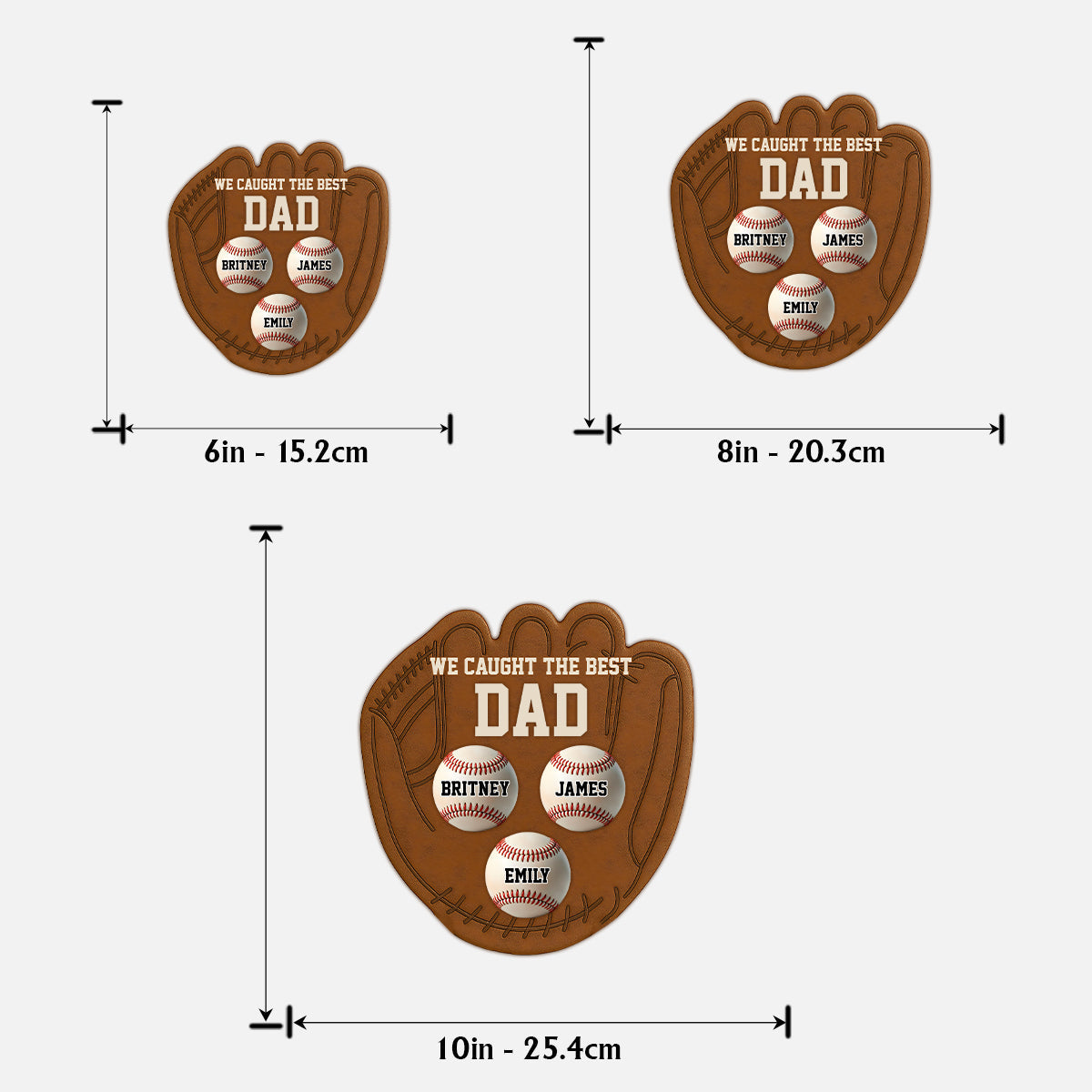 Baseballhandschuh-Papa – Personalisiertes zweilagiges Holzschild/Holzplakette mit Baseballmotiv