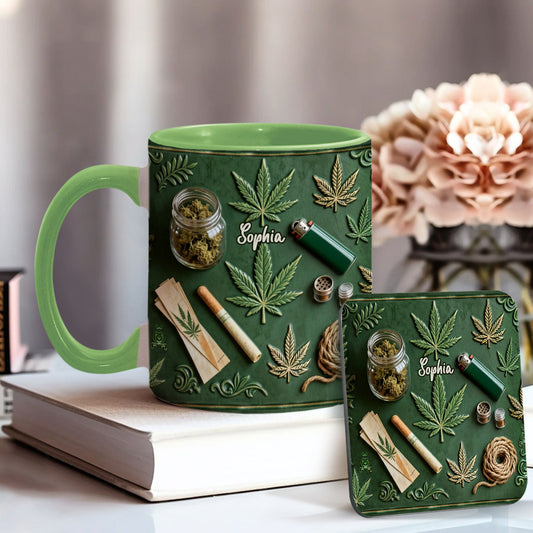 Green Magic Leaf – Personalisierter Becher mit Cannabis-Akzent