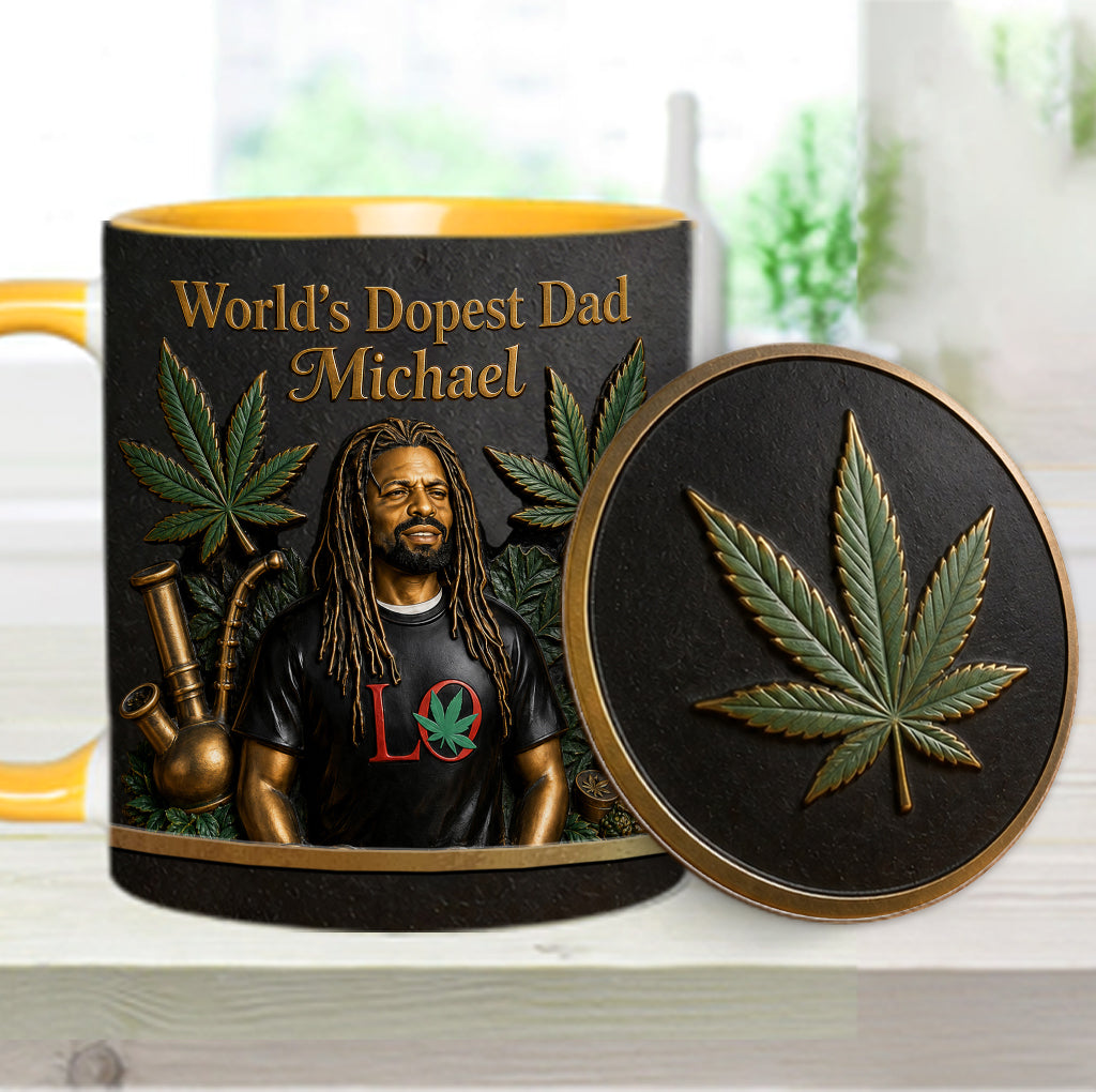 Der coolste Papa der Welt - Personalisierte Weed-Tasse & Untersetzer