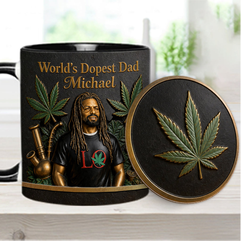 Der coolste Papa der Welt - Personalisierte Weed-Tasse & Untersetzer