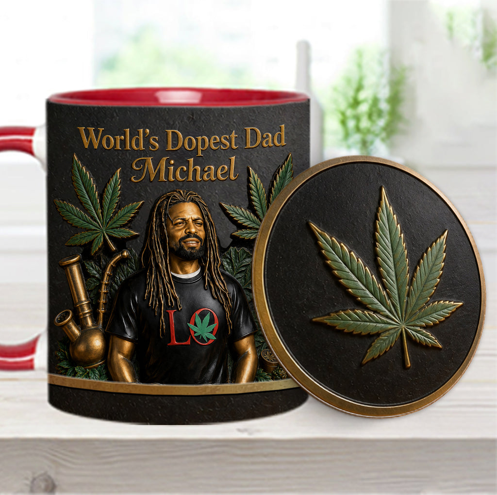 Der coolste Papa der Welt - Personalisierte Weed-Tasse & Untersetzer