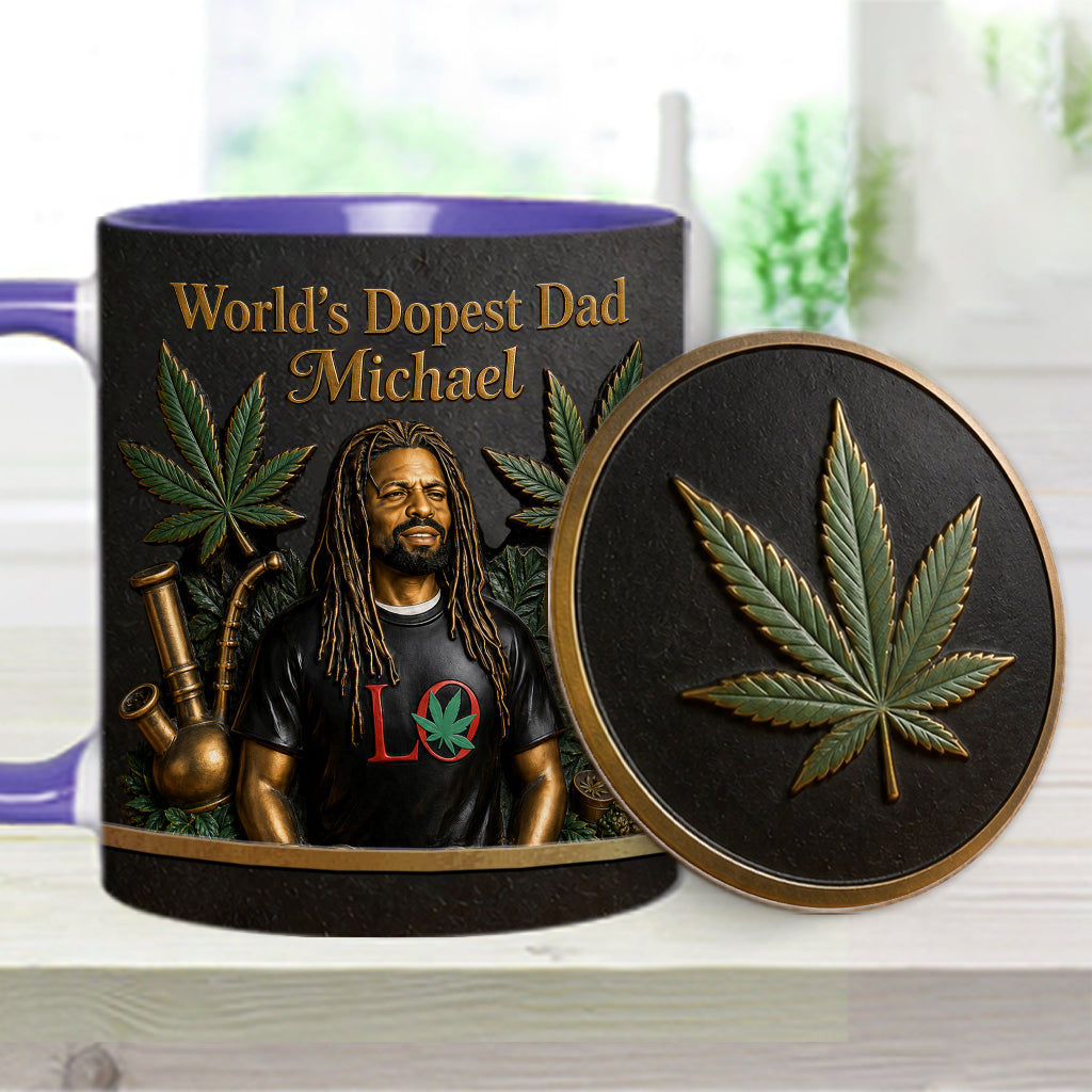Der coolste Papa der Welt - Personalisierte Weed-Tasse & Untersetzer