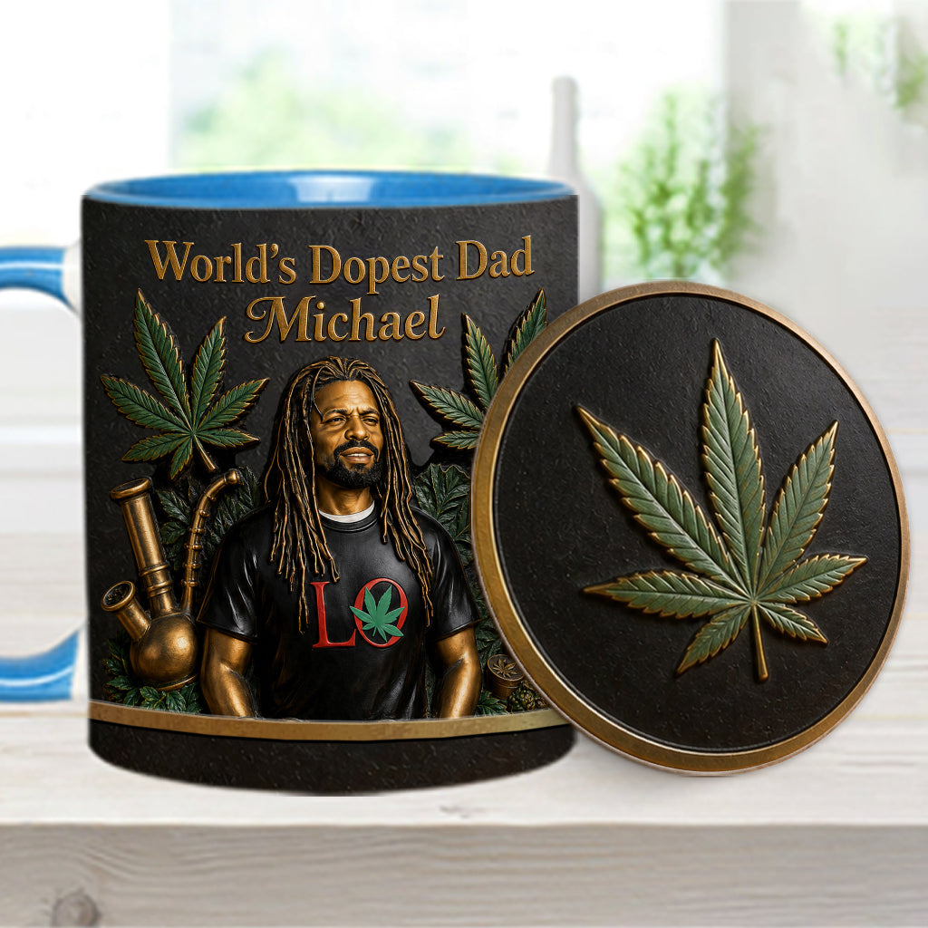 Der coolste Papa der Welt - Personalisierte Weed-Tasse & Untersetzer