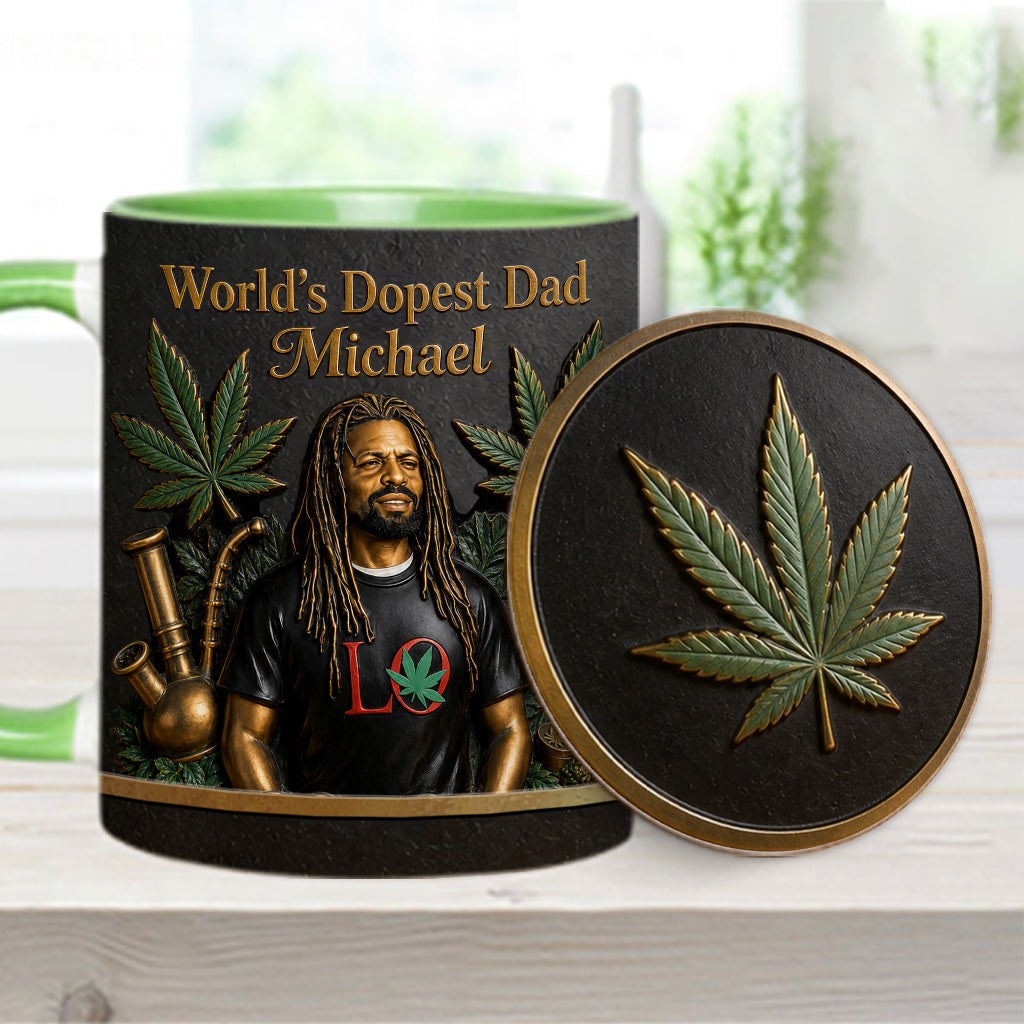 Der coolste Papa der Welt - Personalisierte Weed-Tasse & Untersetzer