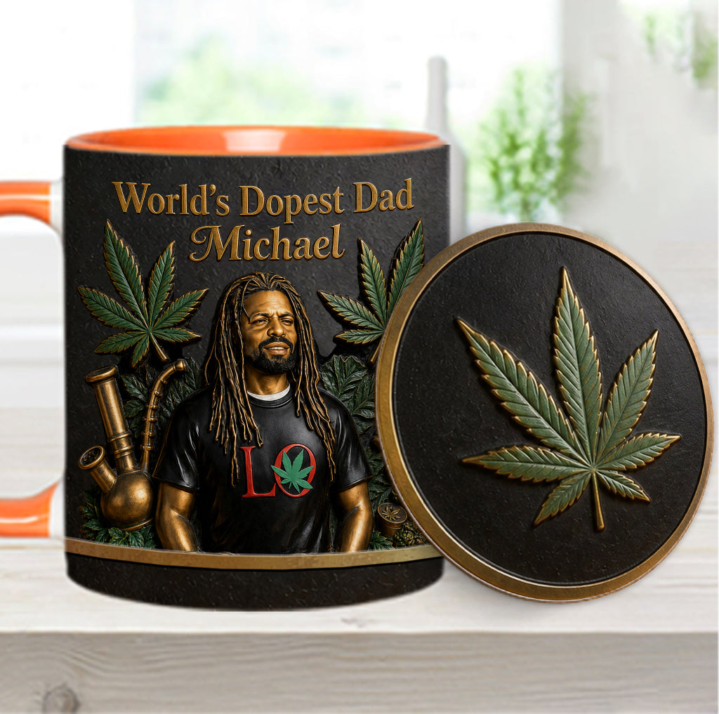 Der coolste Papa der Welt - Personalisierte Weed-Tasse & Untersetzer