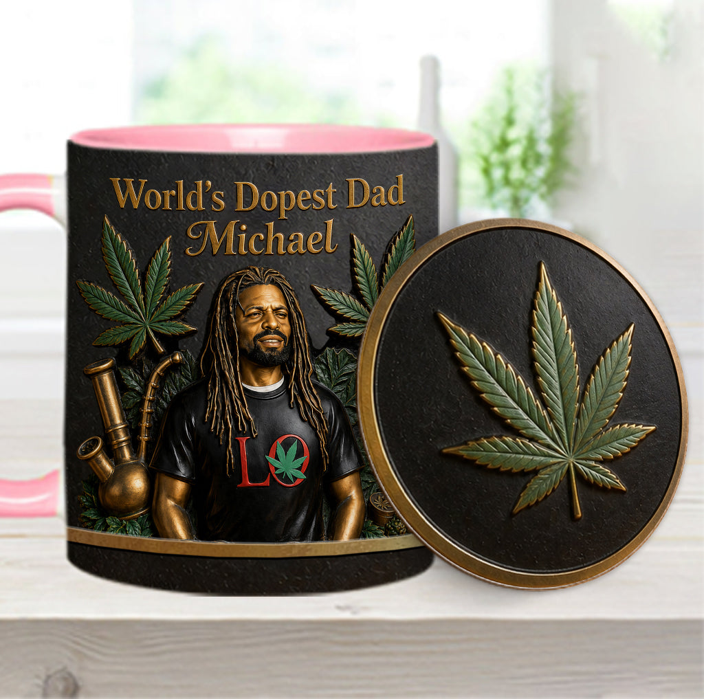 Der coolste Papa der Welt - Personalisierte Weed-Tasse & Untersetzer