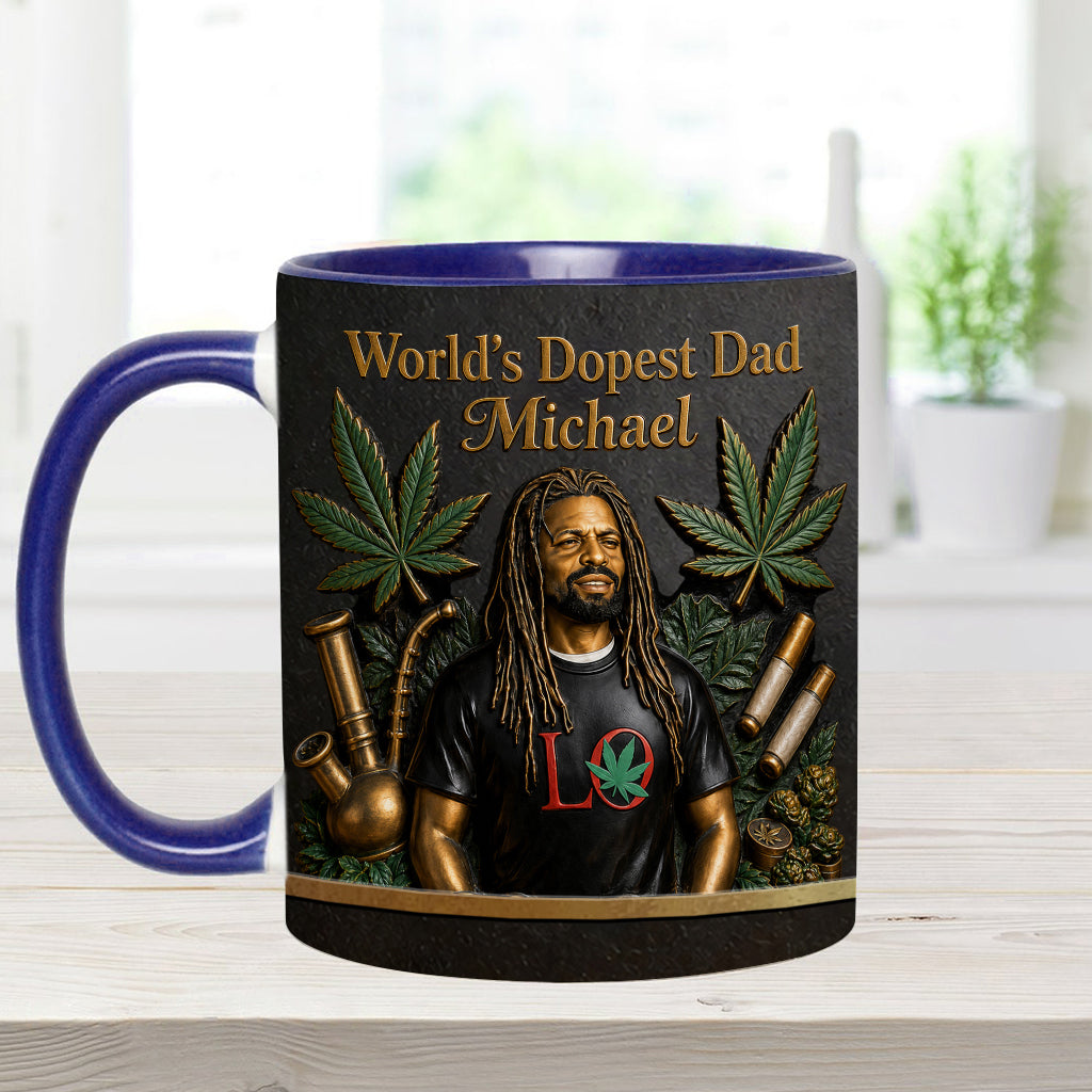 Der coolste Papa der Welt - Personalisierte Weed-Tasse & Untersetzer