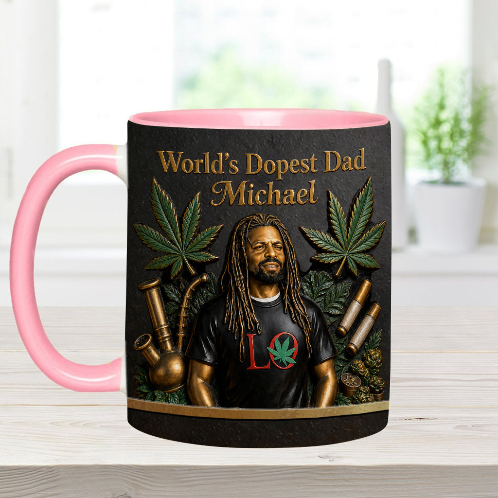 Der coolste Papa der Welt - Personalisierte Weed-Tasse & Untersetzer