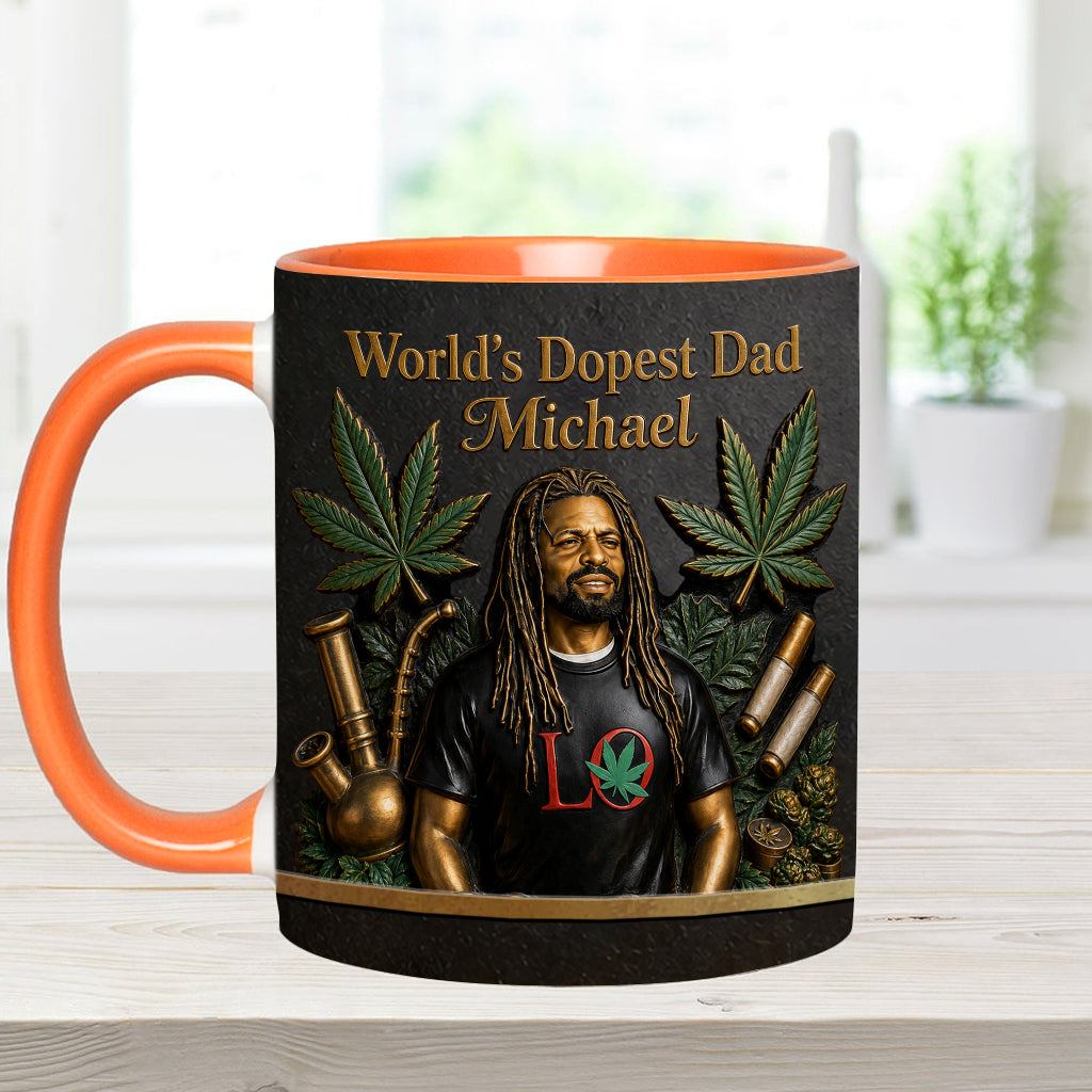 Der coolste Papa der Welt - Personalisierte Weed-Tasse & Untersetzer
