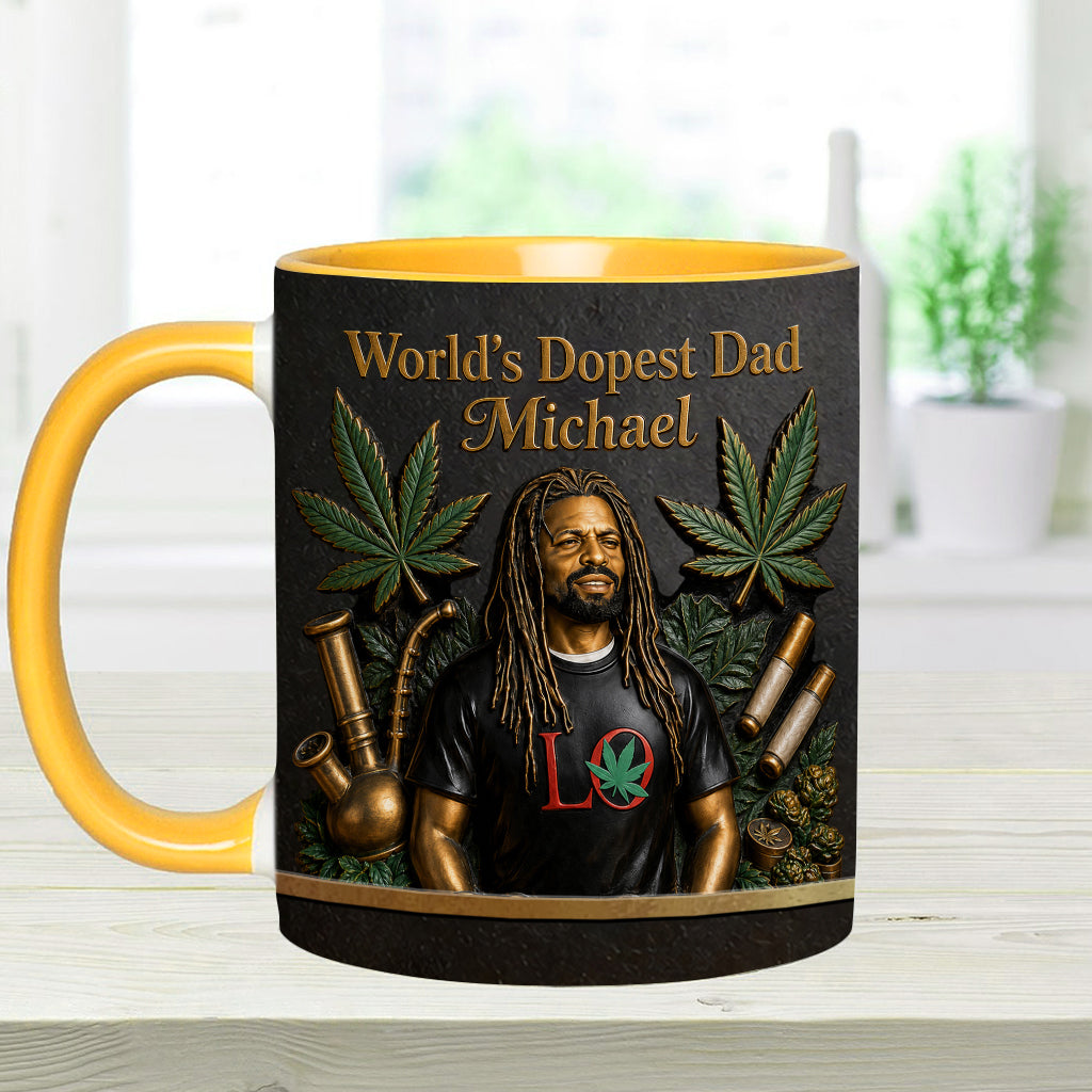 Der coolste Papa der Welt - Personalisierte Weed-Tasse & Untersetzer