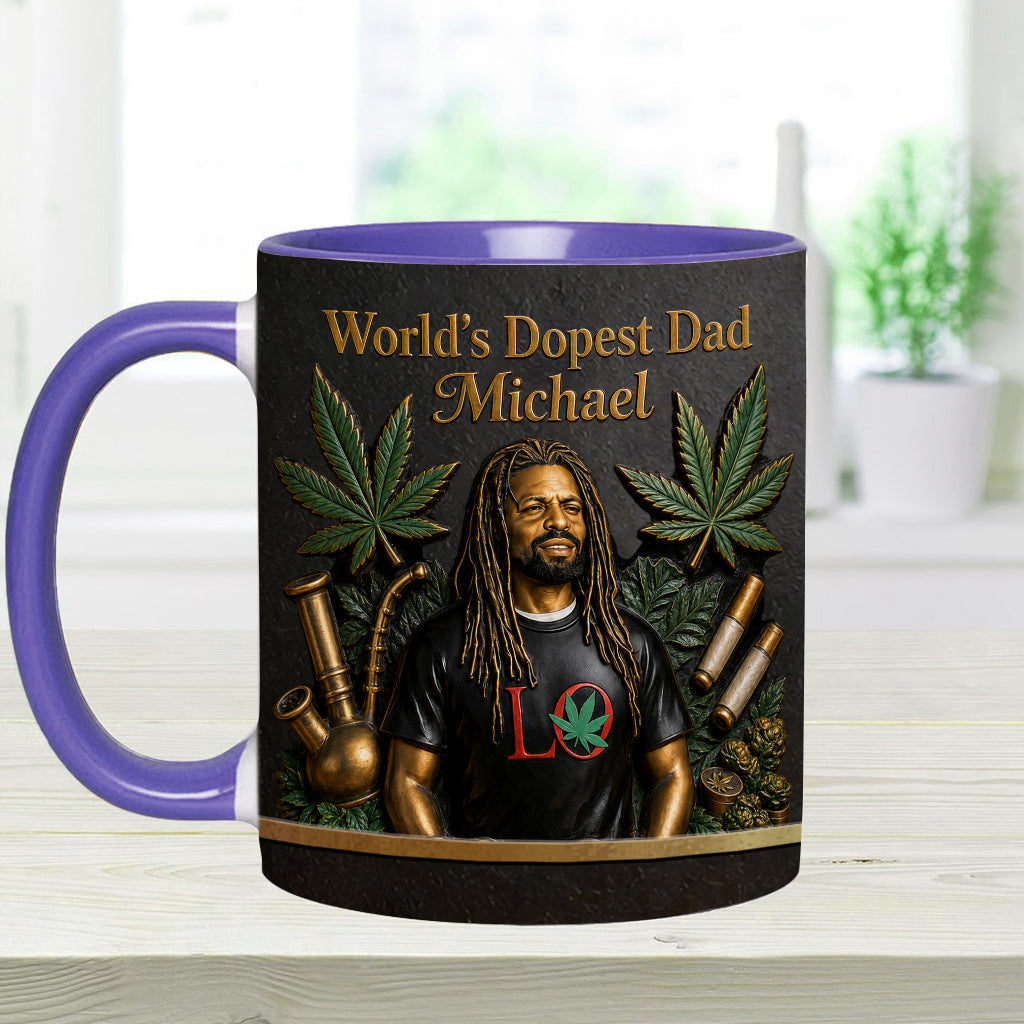 Der coolste Papa der Welt - Personalisierte Weed-Tasse & Untersetzer