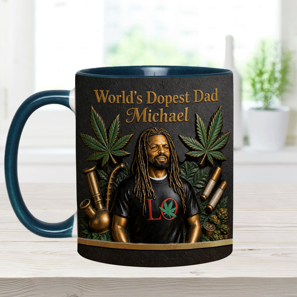 Der coolste Papa der Welt - Personalisierte Weed-Tasse & Untersetzer