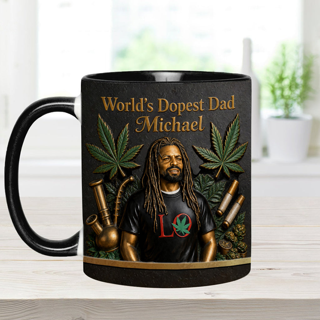 Der coolste Papa der Welt - Personalisierte Weed-Tasse & Untersetzer