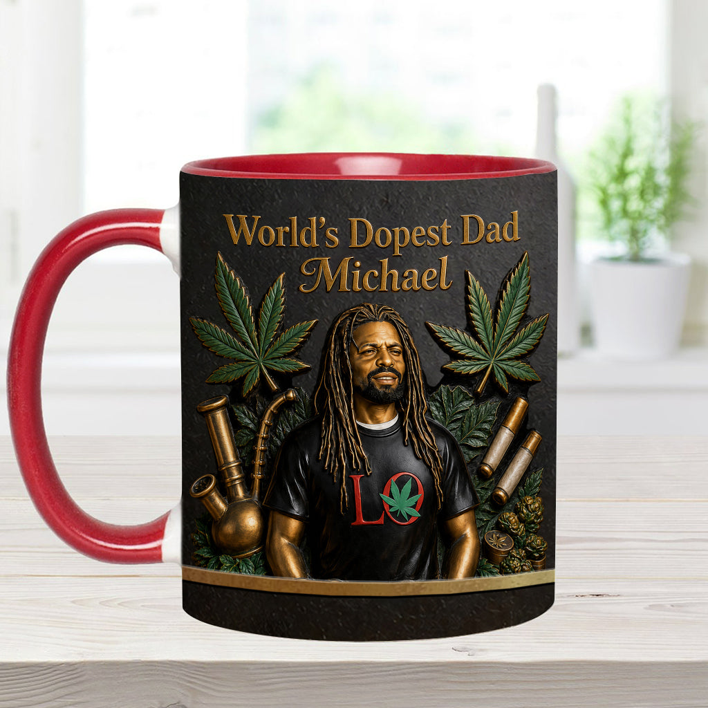 Der coolste Papa der Welt - Personalisierte Weed-Tasse & Untersetzer