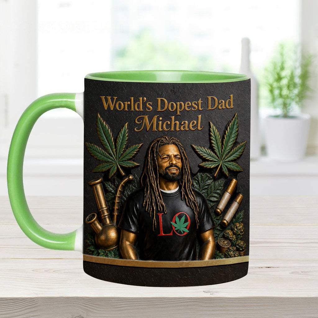 Der coolste Papa der Welt - Personalisierte Weed-Tasse & Untersetzer