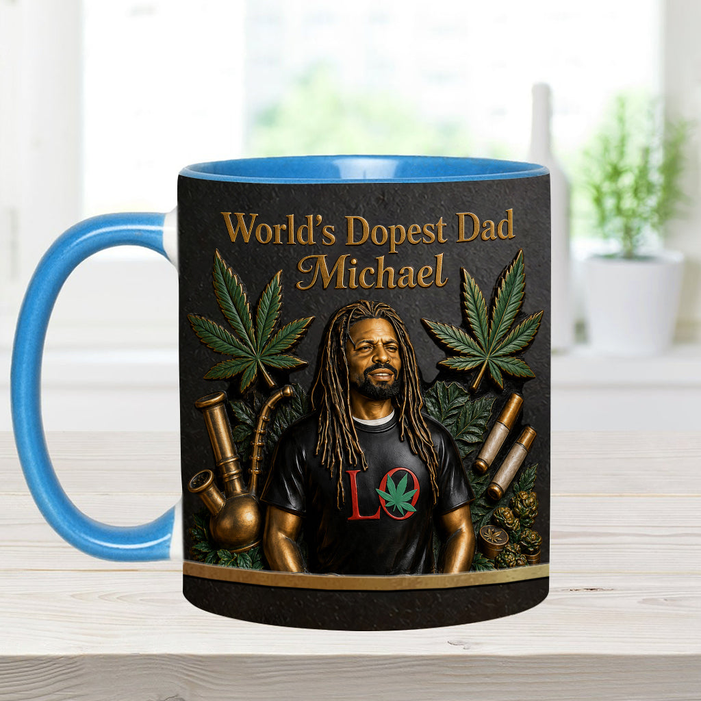 Der coolste Papa der Welt - Personalisierte Weed-Tasse & Untersetzer