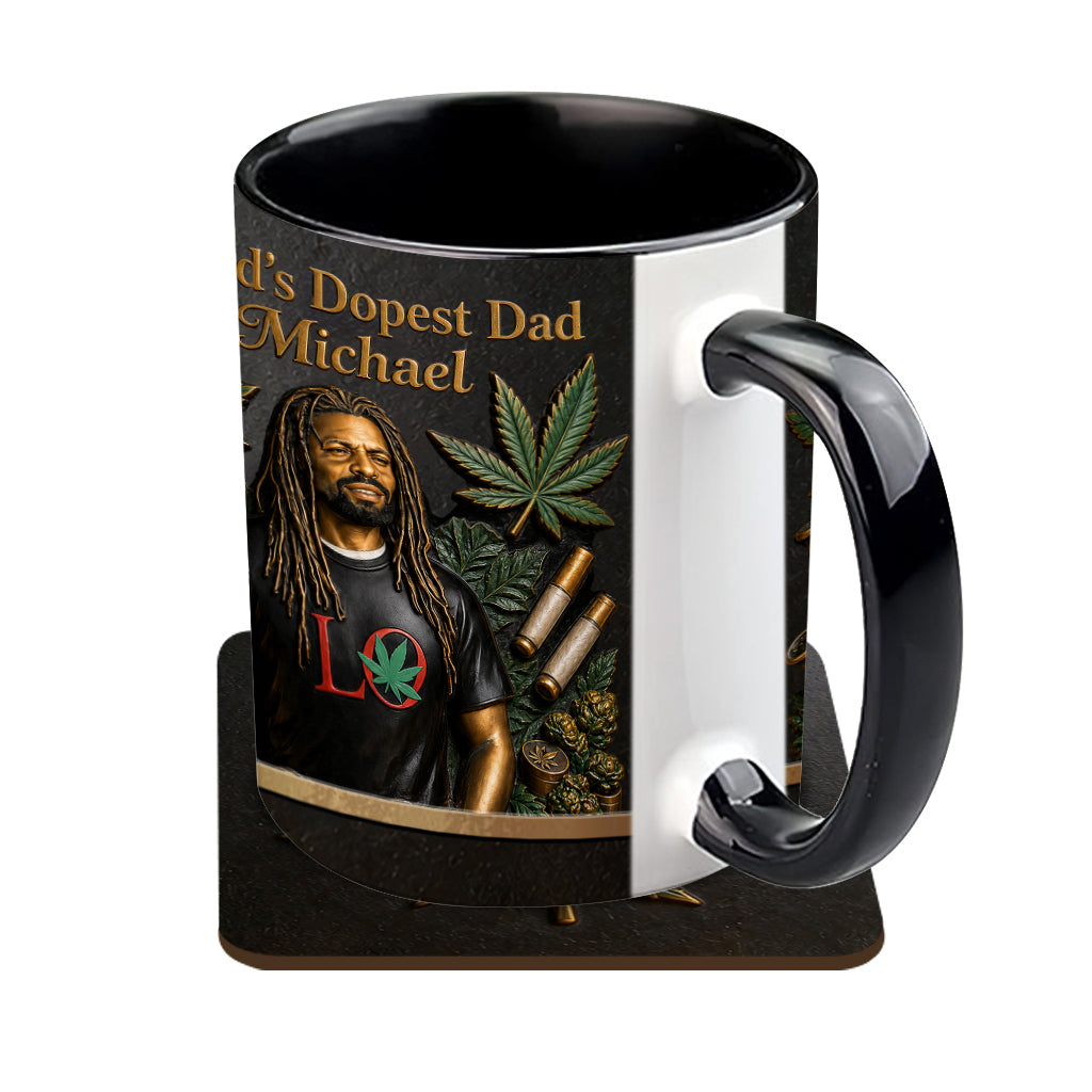 Der coolste Papa der Welt - Personalisierte Weed-Tasse & Untersetzer