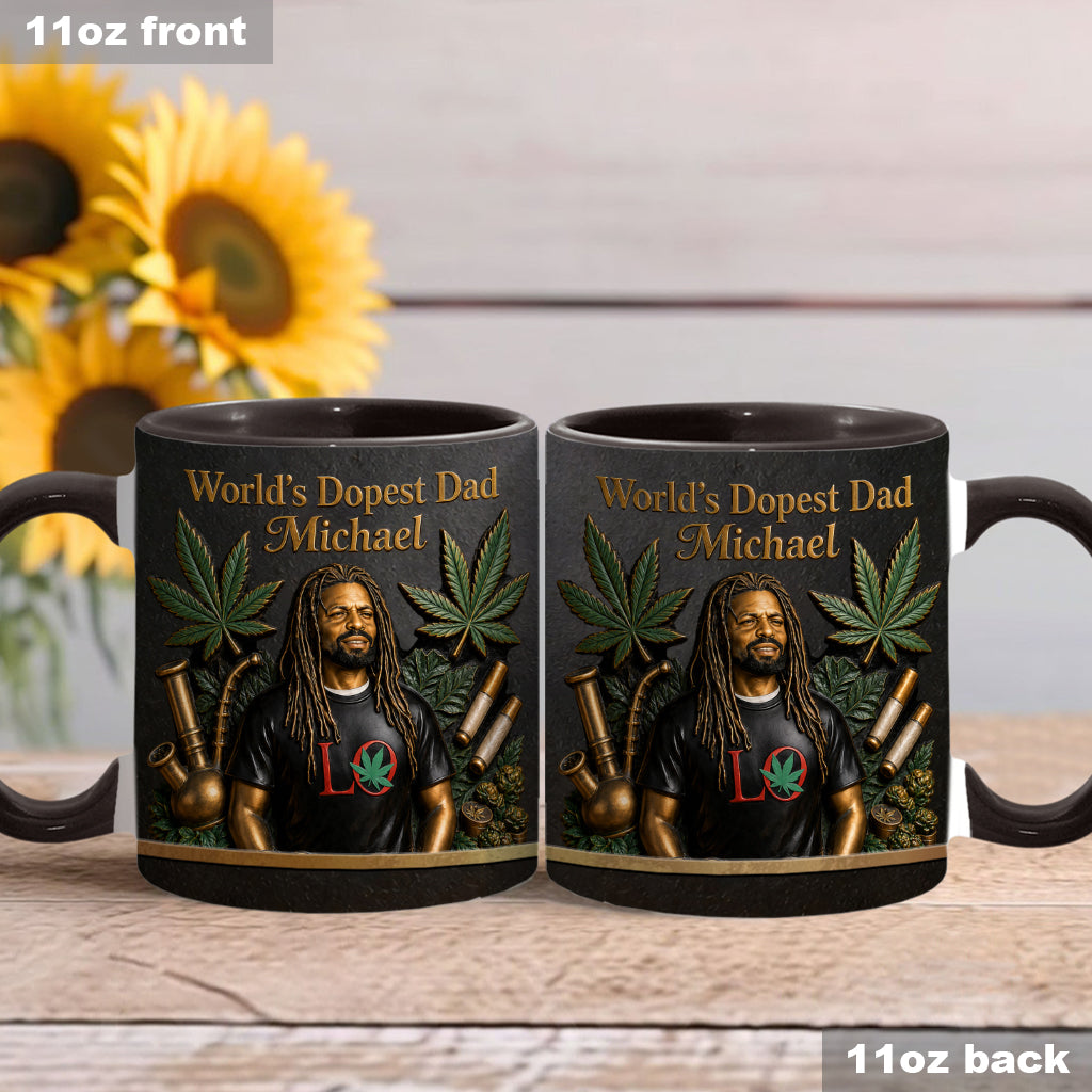Der coolste Papa der Welt - Personalisierte Weed-Tasse & Untersetzer