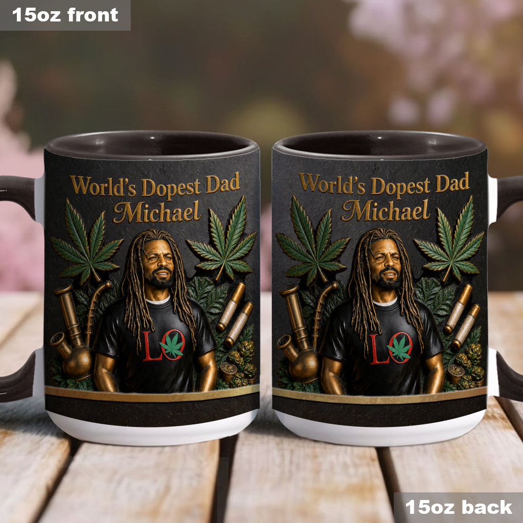 Der coolste Papa der Welt - Personalisierte Weed-Tasse & Untersetzer