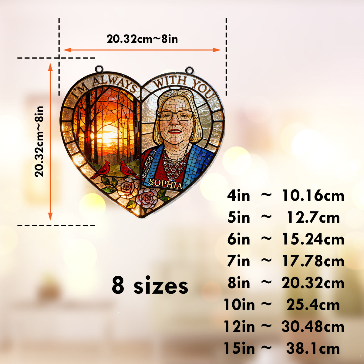 Ich bin immer bei dir – Personalisierter Gedenk-Fensterhänger-Sonnenfänger 