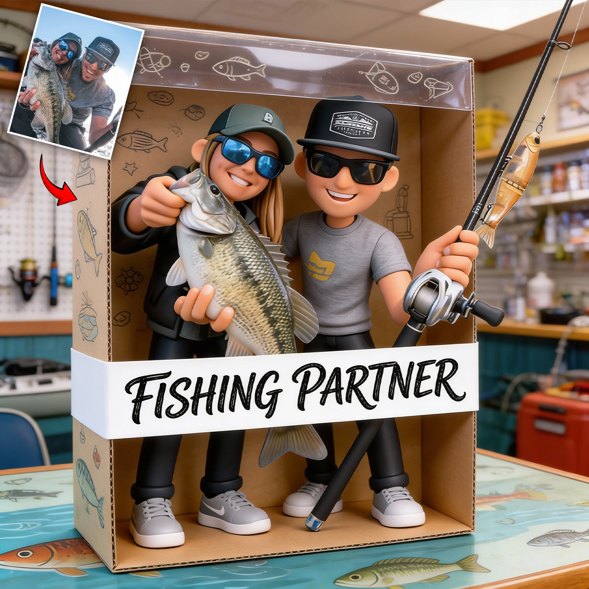 Angeln fürs Leben – Personalisierte Acrylplakette in individueller Angelform