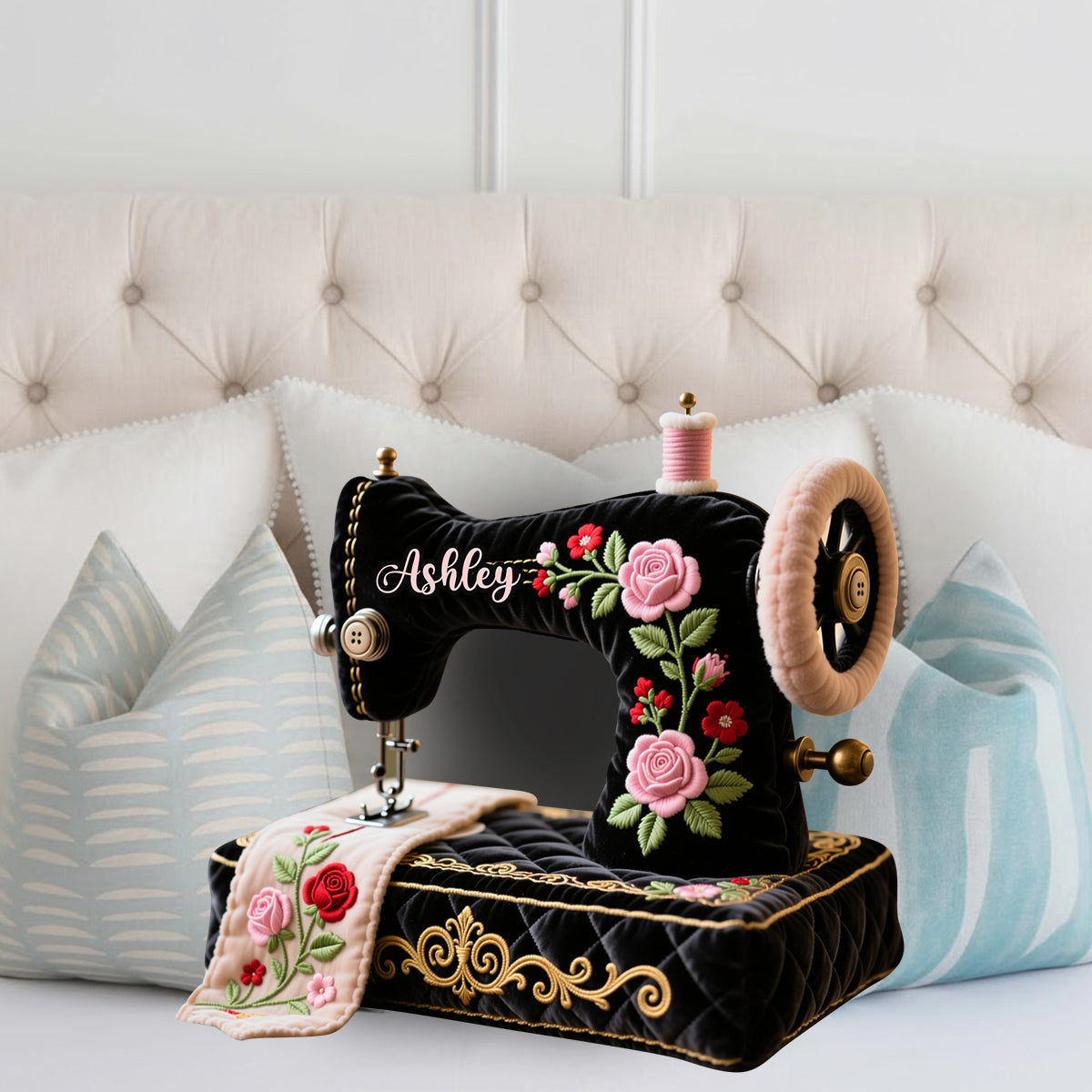 Perfect Gift For Sewing Lovers - Personalized Sewing Faux Fur Shaped Pillow