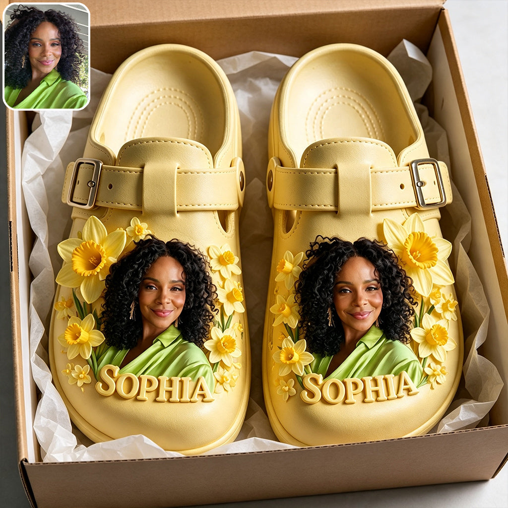 Personalisierte Geburtsmonat-Blume - Selbstliebe Clogs mit Fußgewölbeunterstützung