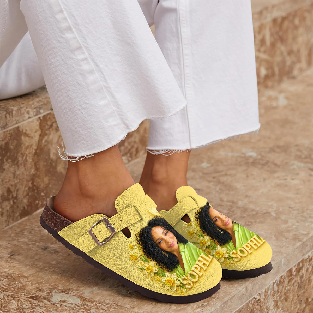 Personalisierte Geburtsmonat-Blume - Selbstliebe Clogs mit Fußgewölbeunterstützung