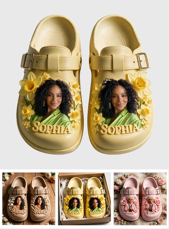 Personalisierte Geburtsmonat-Blume - Selbstliebe Clogs mit Fußgewölbeunterstützung