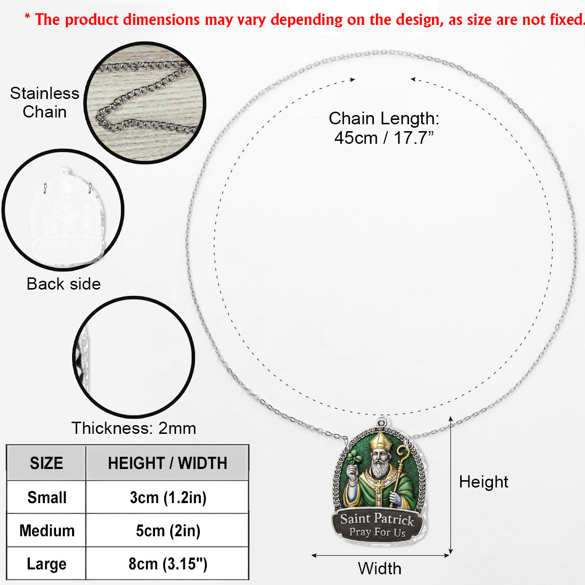 Halskette mit Anhänger aus Metall in Form des Heiligen Patrick's Day