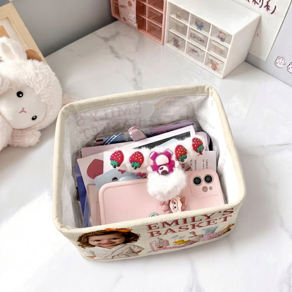 Bathroom Storage Basket - Personalized Kid Rectangle Storage Basket