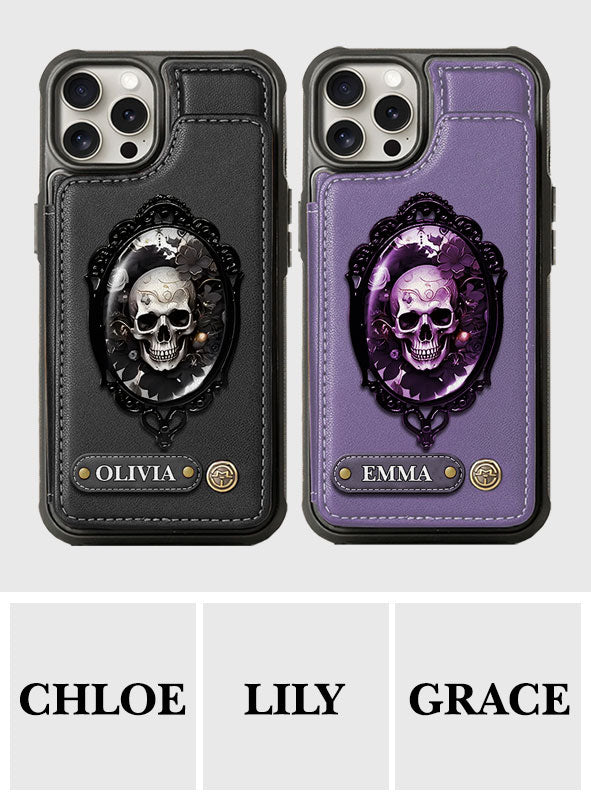 Gothic-Totenkopf mit Blumenmuster – Personalisierte Totenkopf-Handyhülle