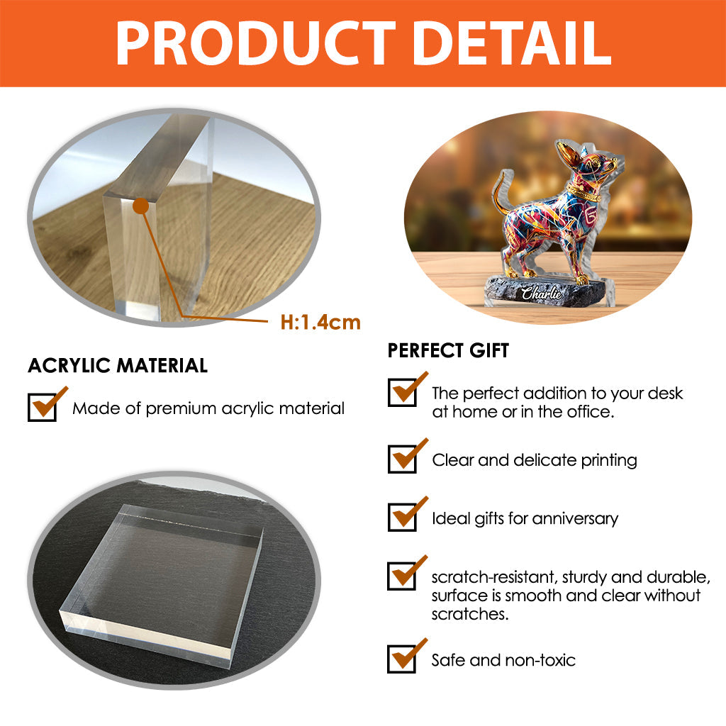 Vibrant Dog Sculpture - Personalized Dog Custom Shaped Acrylic Plaque