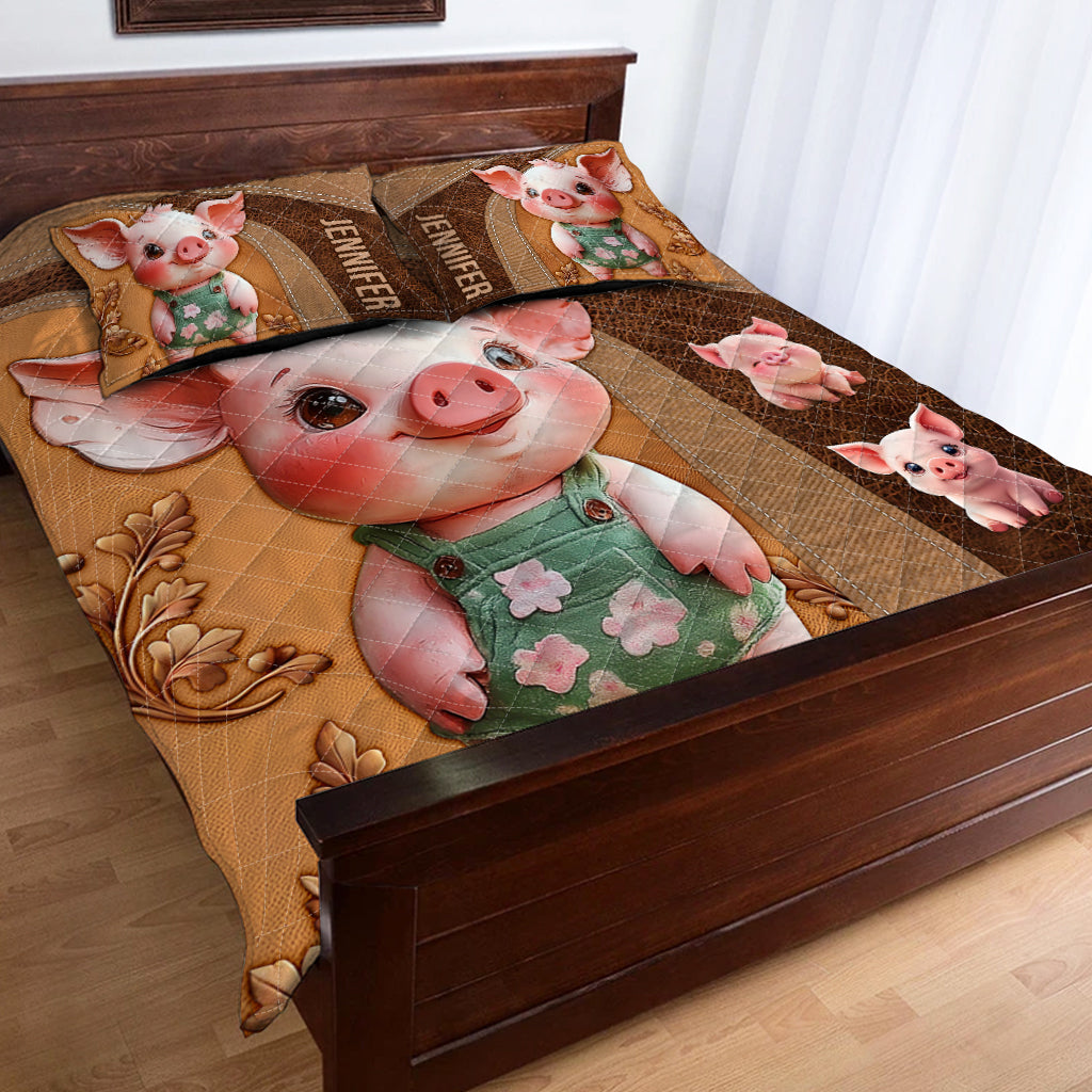 Cute Pig - Personalized Pig Lover Quilt Set