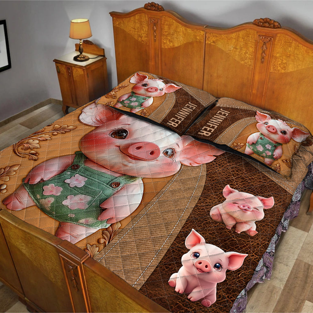 Cute Pig - Personalized Pig Lover Quilt Set