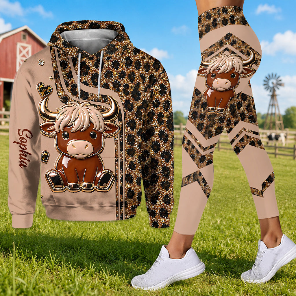 Cute Highlandcow - Personalized Highland Cow Hoodie and Leggings