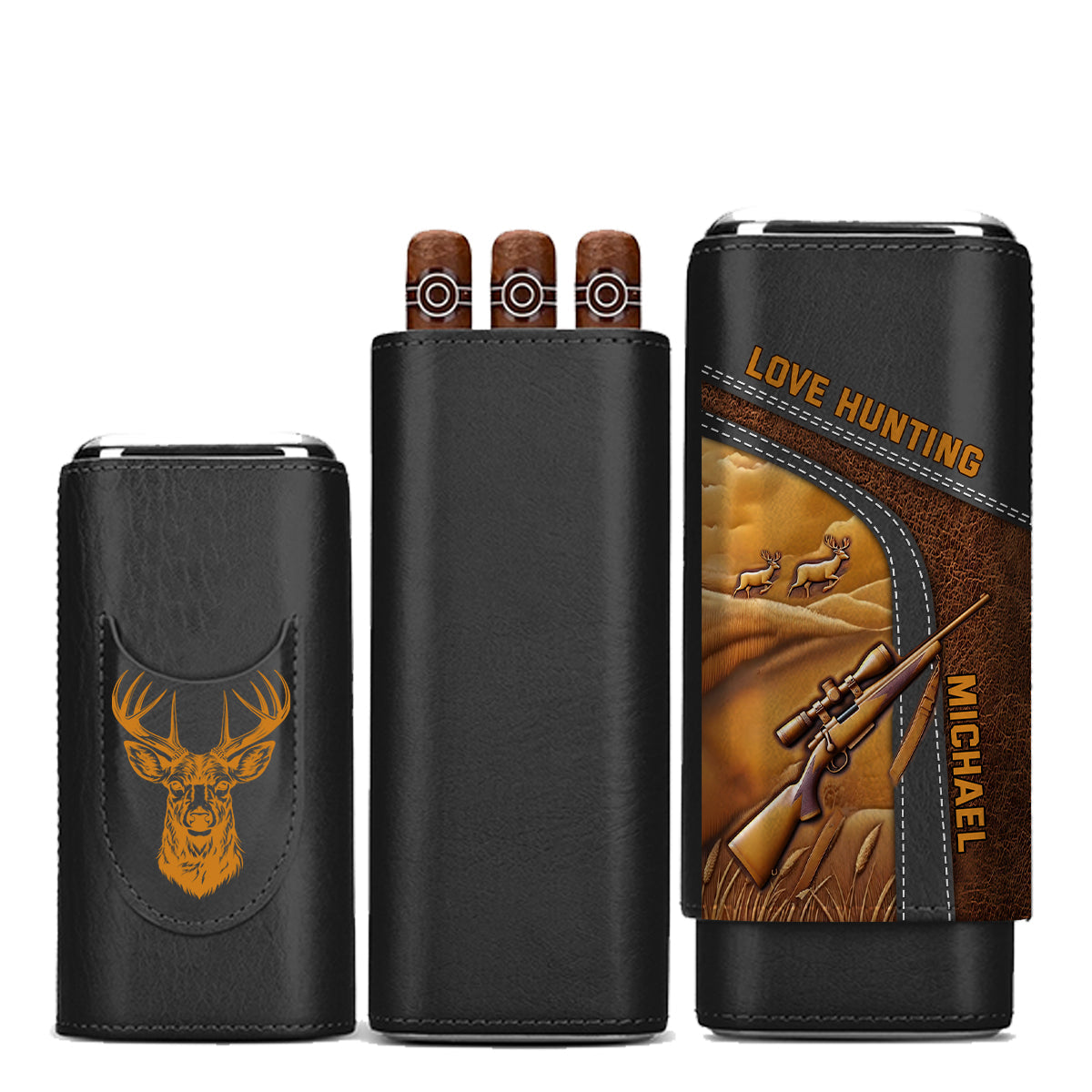 Geschenk für Jagdbegeisterte: Personalisierter Humidor aus Leder für Zigarren aus Jagdleder – das perfekte Geschenk für Papa, Opa oder Ehemann