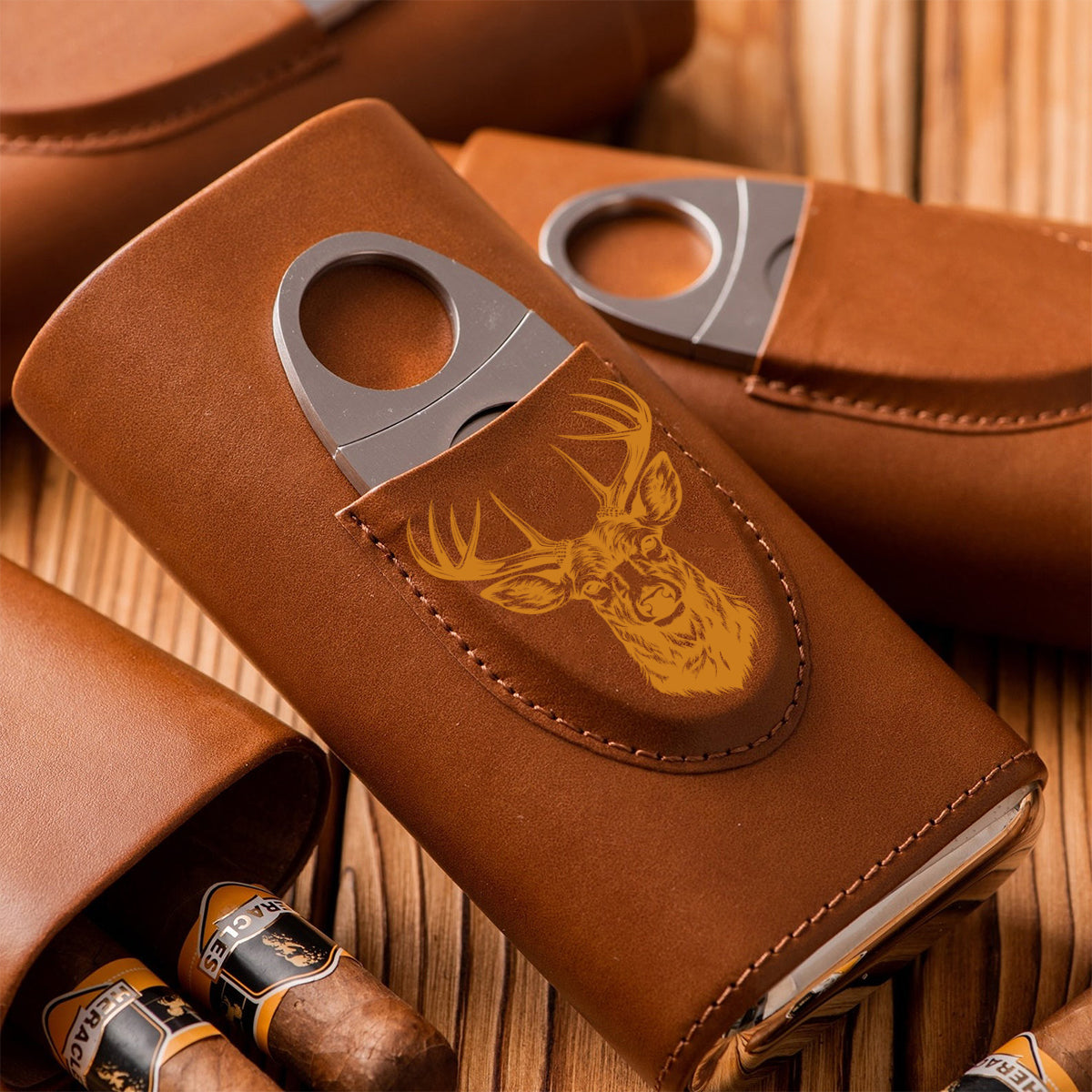 Geschenk für Jagdbegeisterte: Personalisierter Humidor aus Leder für Zigarren aus Jagdleder – das perfekte Geschenk für Papa, Opa oder Ehemann