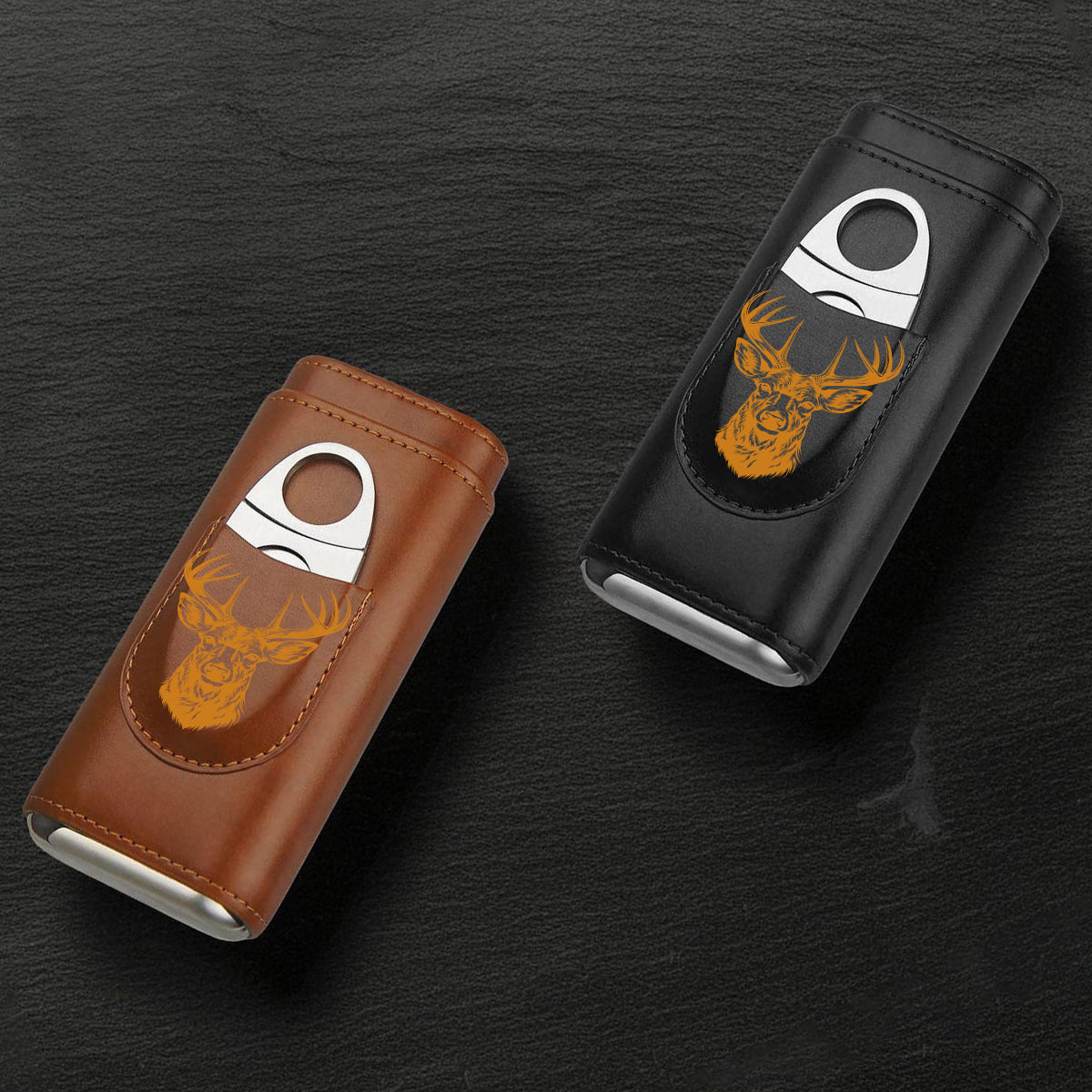 Geschenk für Jagdbegeisterte: Personalisierter Humidor aus Leder für Zigarren aus Jagdleder – das perfekte Geschenk für Papa, Opa oder Ehemann