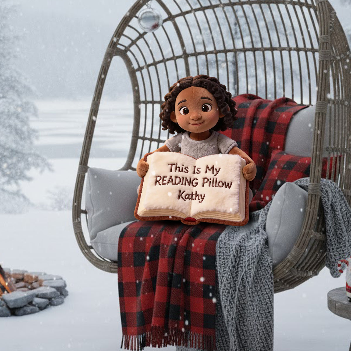 This Is My Reading Pillow - Personalized Book Faux Fur Shaped Pillow