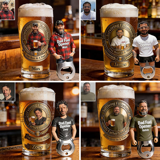 Vater Kraft - Personalisierbares Bierglas für Väter
