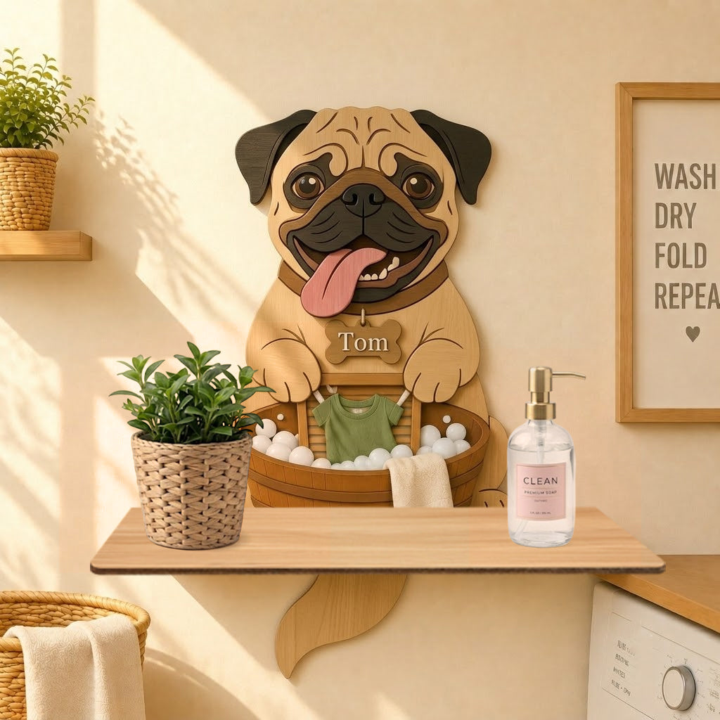 Funny Gift for Dog Owner - Personalized Dog Wooden Floating Shelf