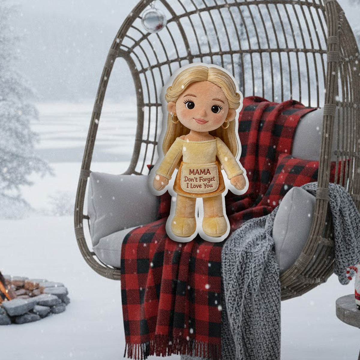 „Denk daran: Ich liebe dich“ – personalisiertes Mutterkissen aus Kunstfell