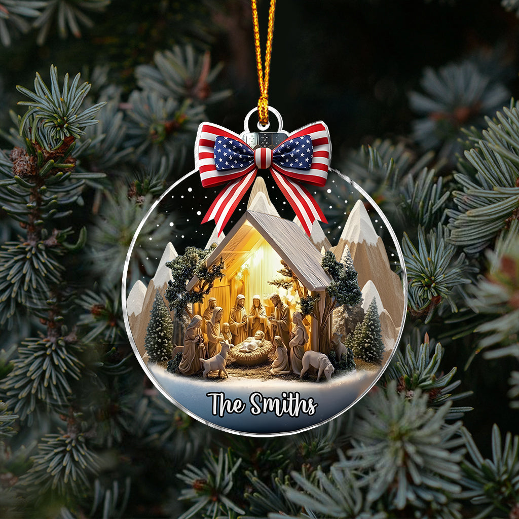 Nativity Scene Jesus - Personalized Christian Ornament