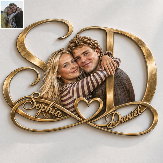 Zwei Buchstaben Eine Unendlichkeit Liebe - Personalisierte Metalltafel für Paare