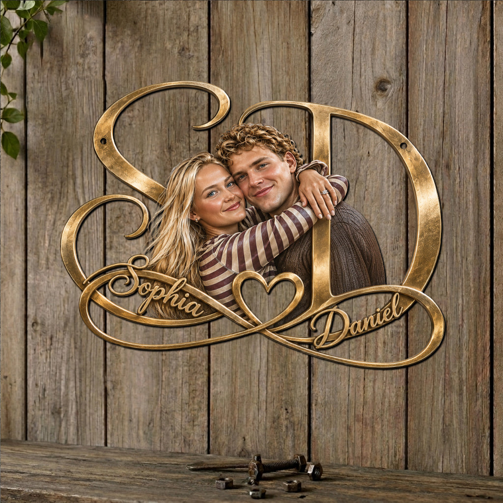 Two Letters One Infinity Love - Personalized Couple Cut Metal Sign