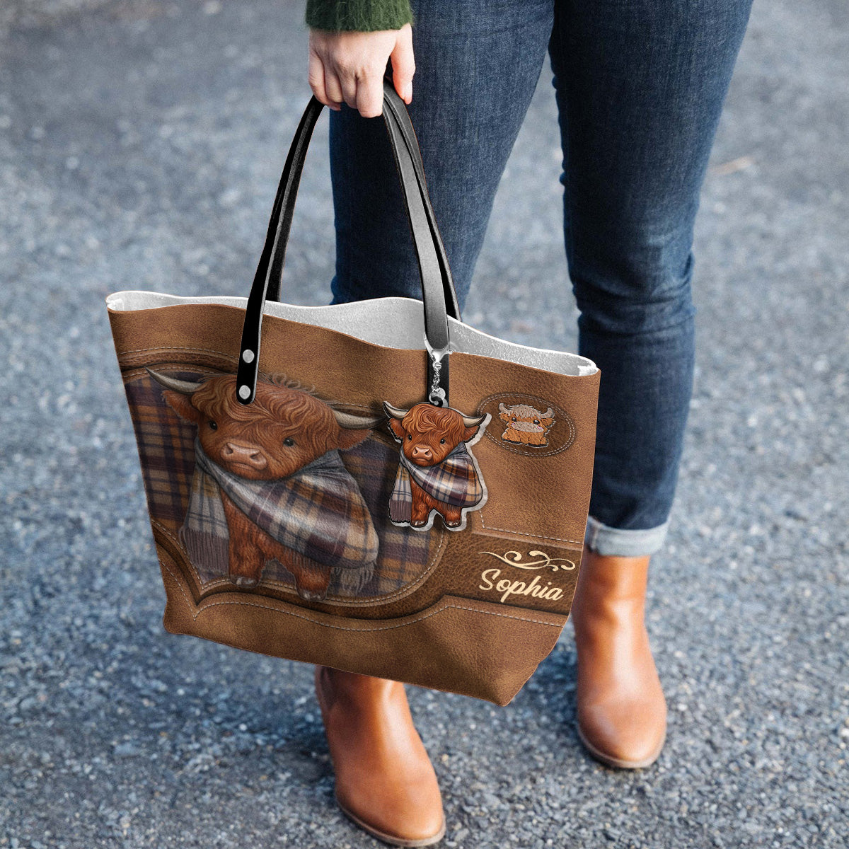 Niedliche Hochlandkuh - Personalisierte Tragetasche mit Hochlandkuhmotiv