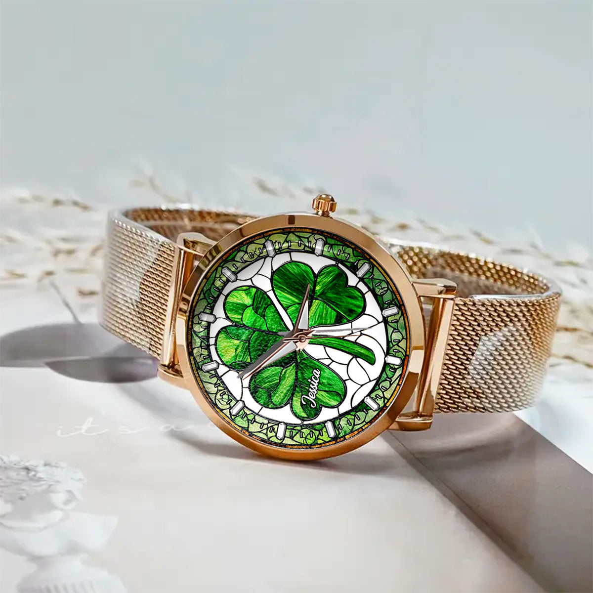 Shamrock St Patrick - Personalisierte irische Damenuhr