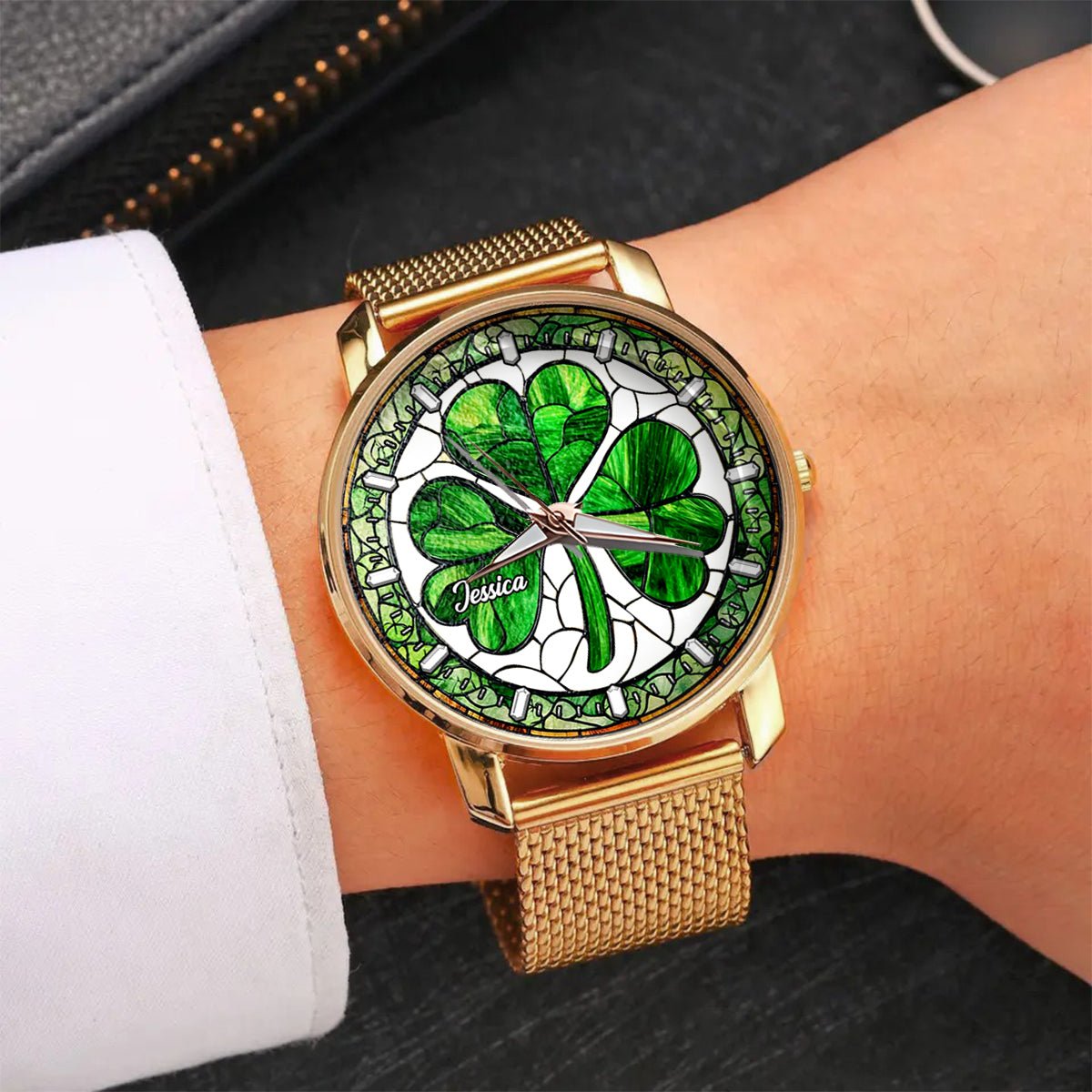 Shamrock St Patrick - Personalisierte irische Damenuhr
